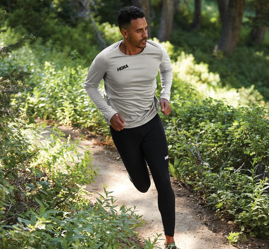 Hoka One One Top Erkek Gri - Performance Long Sleeve - MT3529706